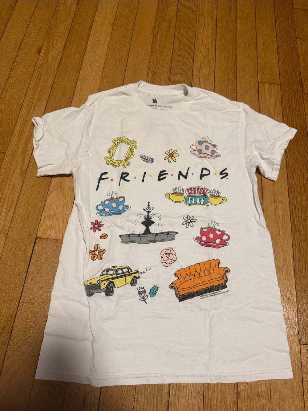 Junk Food Clothing White FRIENDS Graphic Tee with Multicolor Icons